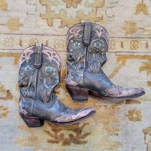 Sundance Brown Pink Blue Cowgirl Boots Sz 9